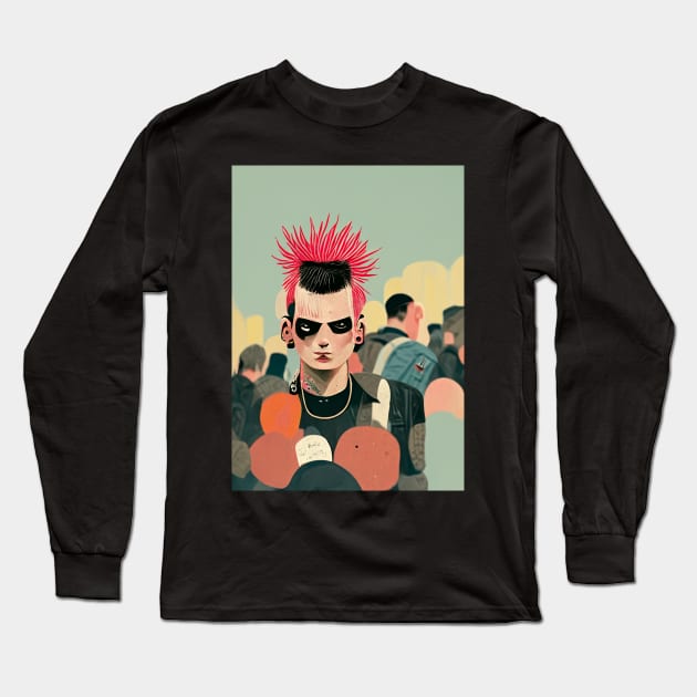 Punk Portrait Long Sleeve T-Shirt by deificusArt